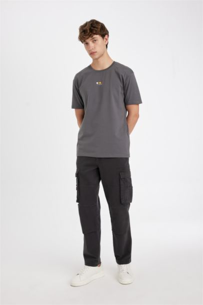 تيشيرت نص كم قصة عادية مطبوع