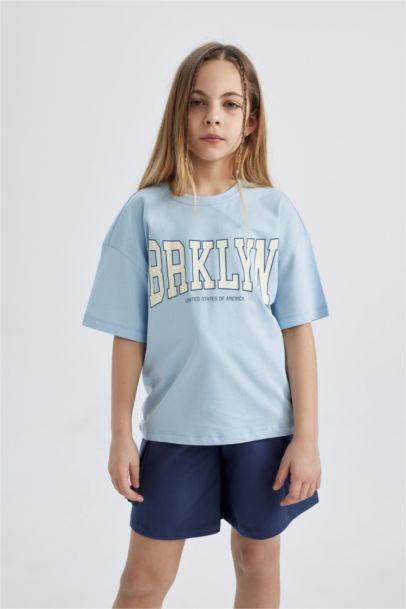 T-Shirt Coupe Relax imprimé à Manches Courtes pour Fille