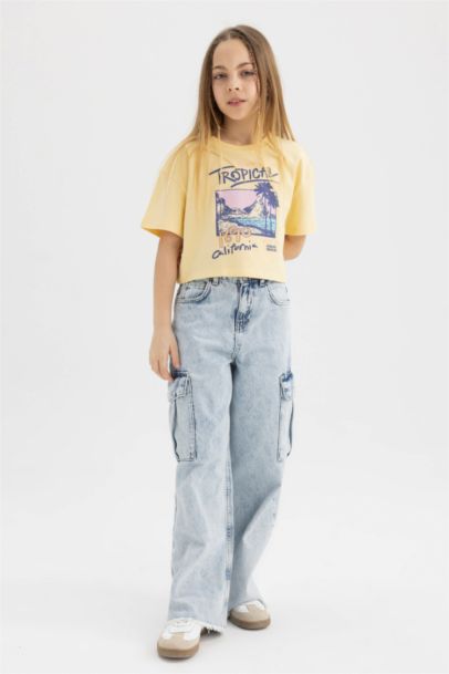 تيشيرت بناتي نص ردن بياخة مستديرة