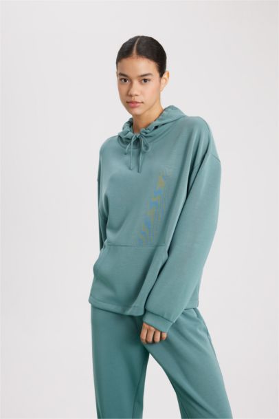 DeFactoFit Oversize Premium Hooded Sports Sweatshirt