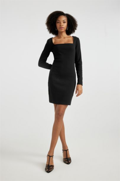 Bodycon Square Neck Ribbed Camisole Mini Dress