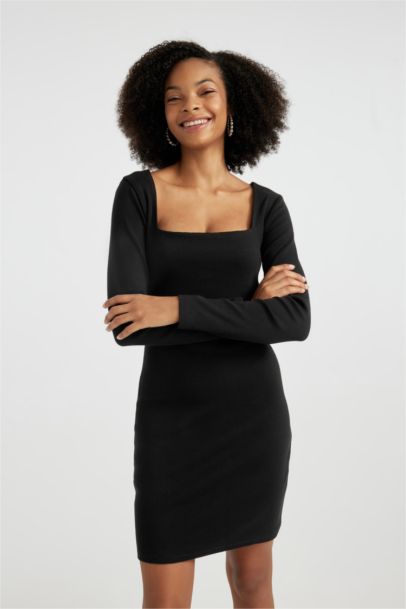 Bodycon Square Neck Ribbed Camisole Mini Dress