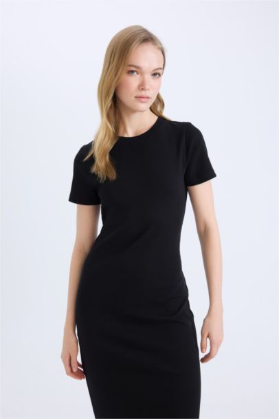 Облегающее платье Bodycon с круглым вырезом и короткими рукавами