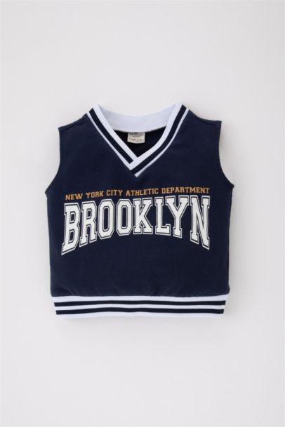 Baby Boy V-Neck Printed Vest