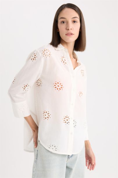 Oversize Geniş Kalıp Brode Uzun Kollu Gömlek