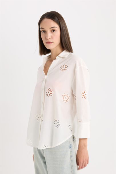 Oversize Geniş Kalıp Brode Uzun Kollu Gömlek