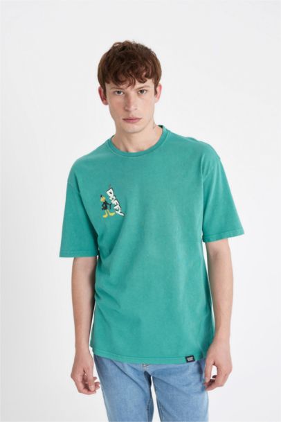 Oversize Fit Looney Tunes Licensed Crew Neck Printed Short Sleeve T-Shirt