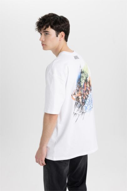 Oversize Fit Avengers Crew Neck Printed Short Sleeve T-Shirt
