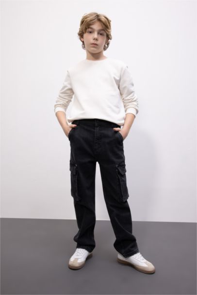Kargo Fit Düz Paça Jean Pantolon Erkek Çocuk