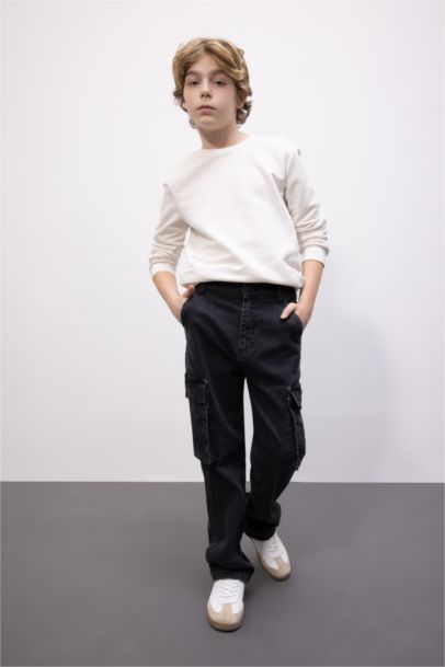 Kargo Fit Düz Paça Jean Pantolon Erkek Çocuk