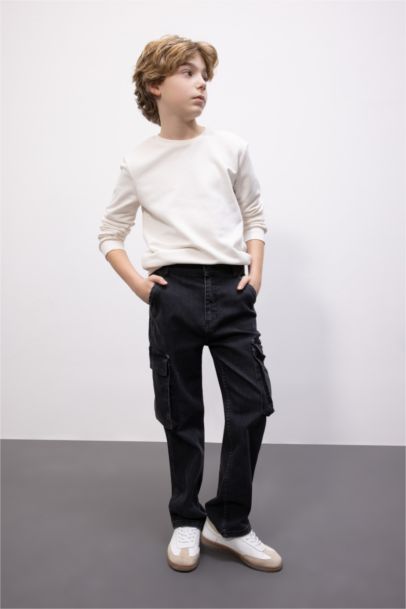 Kargo Fit Düz Paça Jean Pantolon Erkek Çocuk