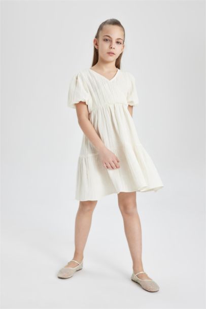 Regular Fit Short Sleeve Woven Dress