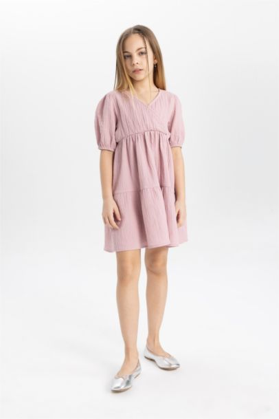 Girl Muslin Short Sleeve Dress