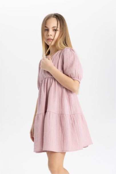 Girl Muslin Short Sleeve Dress