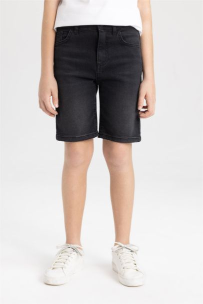 Basic Düz Jean Şort Erkek Çocuk