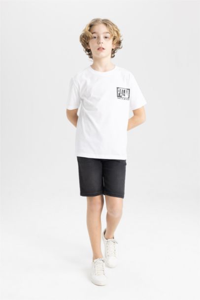 Basic Düz Jean Şort Erkek Çocuk