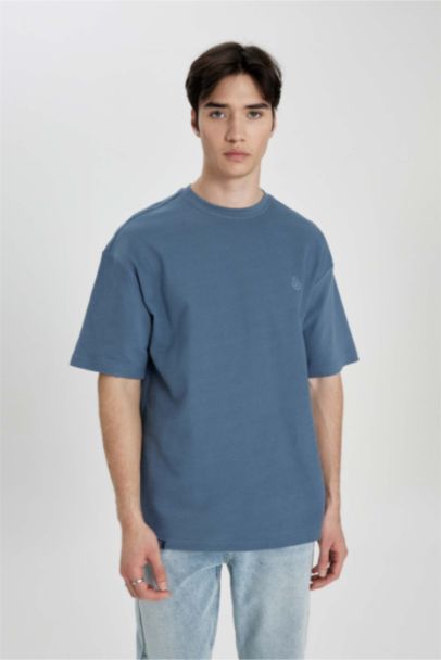 تيشيرت نص كم جيرسي قصة مريحة برقبة مستديرة