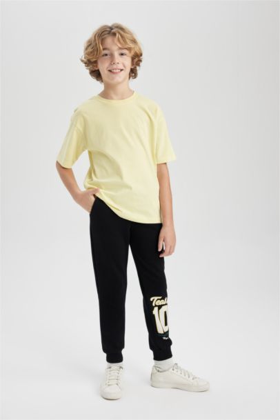 تيشيرت ولادي سامبل نص كم واسع برقبة مستديرة