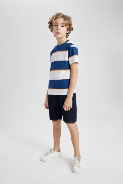 Boy Regular Fit Crew Neck Striped Short Sleeve T-Shirt