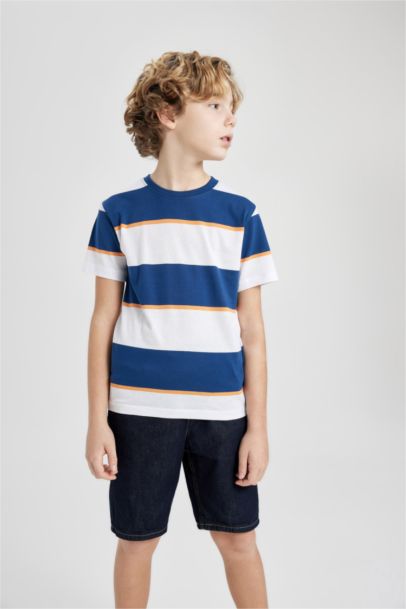 Boy Regular Fit Crew Neck Striped Short Sleeve T-Shirt