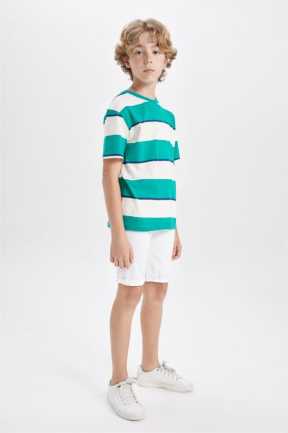 Boy Crew Neck Striped Short Sleeve T-Shirt