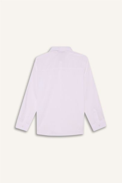 Boy Regular Fit Polo Collar Linen Look Shirt