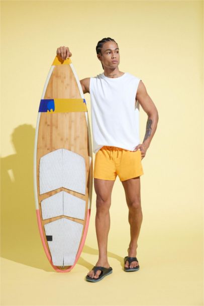 DeFactoFit Andy Printed Flexible Textured Sports Swim Shorts