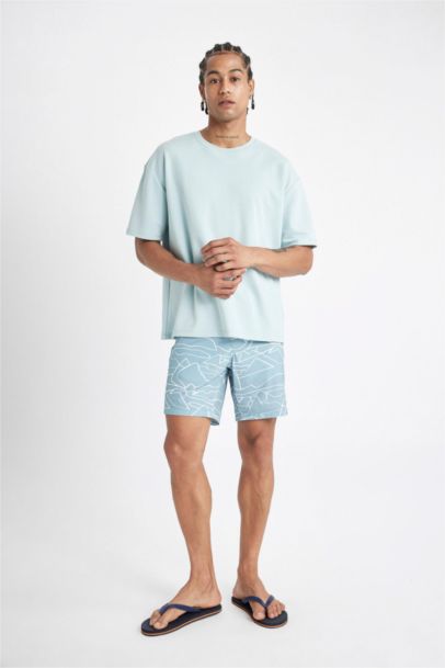 DeFactoFit Regular Fit Printed Flexible Textured Knee Length Swim Shorts