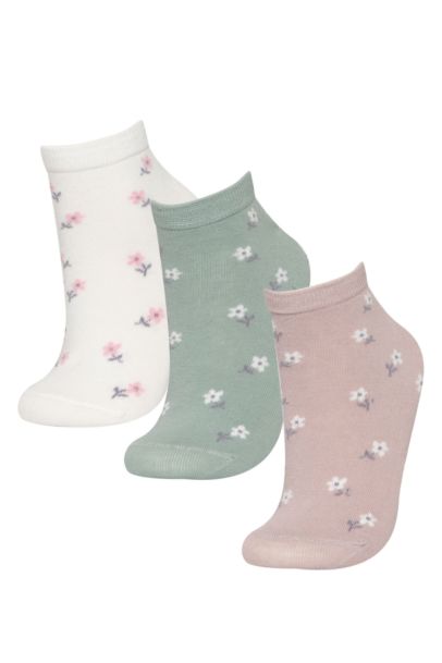 Woman Flower 3 piece Short Socks