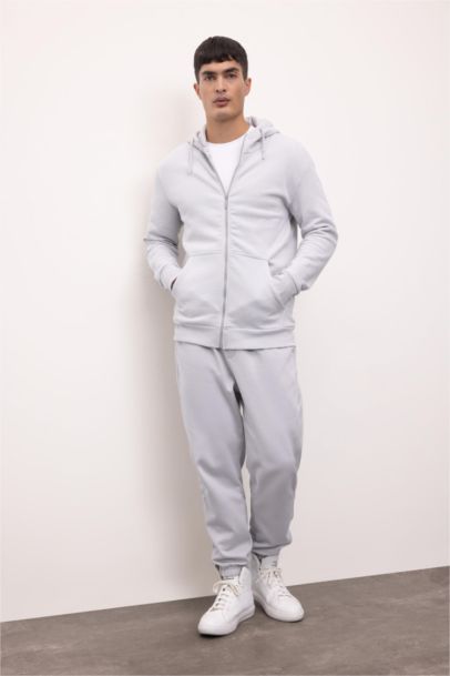 Gray Regular Fit Elastic Waist Leg Sweatpants