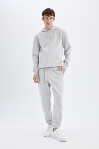 Gray Regular Fit Elastic Waist Leg Sweatpants
