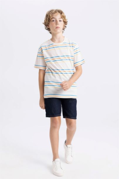 Boy Crew Neck Striped Short Sleeve T-Shirt