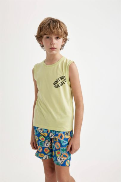Boy Crew Neck Printed Sleeveless T-Shirt