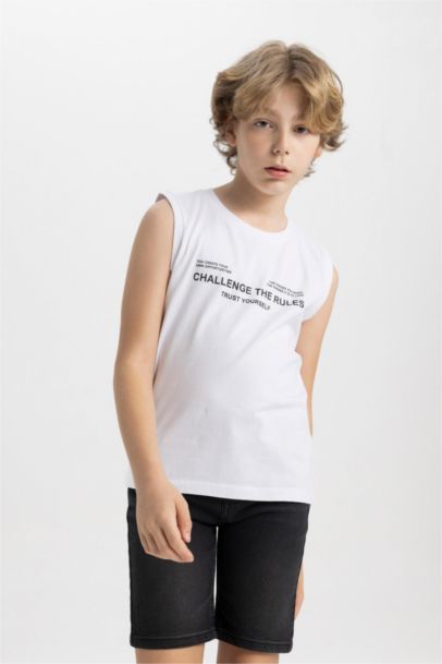 Boy Crew Neck Printed Sleeveless T-Shirt
