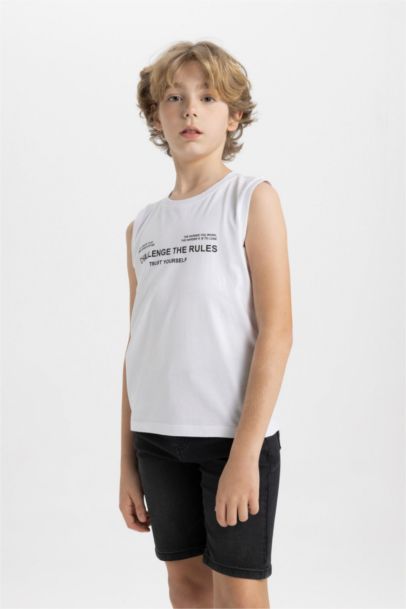 Boy Crew Neck Printed Sleeveless T-Shirt