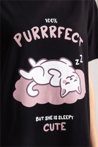 Chemise de nuit à manches courtes imprimée Fall in Love