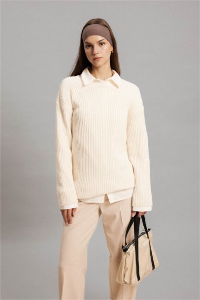 Regular Fit Bisiklet Yaka Triko Kazak Tunik