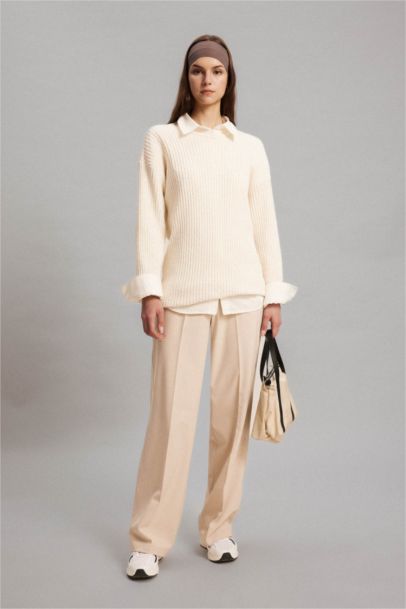 Regular Fit Bisiklet Yaka Triko Kazak Tunik