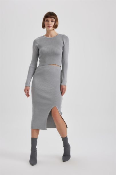 Fitted Shiny Fabric Skirt