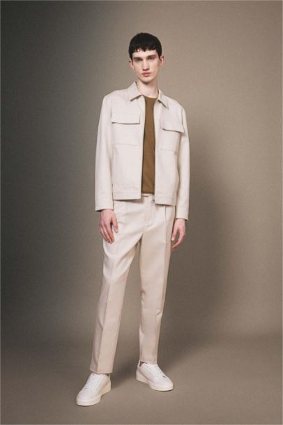 Regular Fit Polo Neck Half Lining Linen Jacket