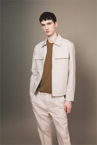 Regular Fit Polo Neck Half Lining Linen Jacket