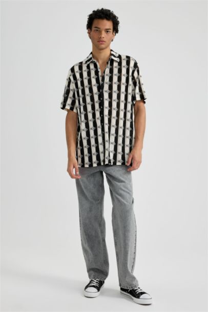 Regular Fit Desenli Kısa Kollu Gömlek