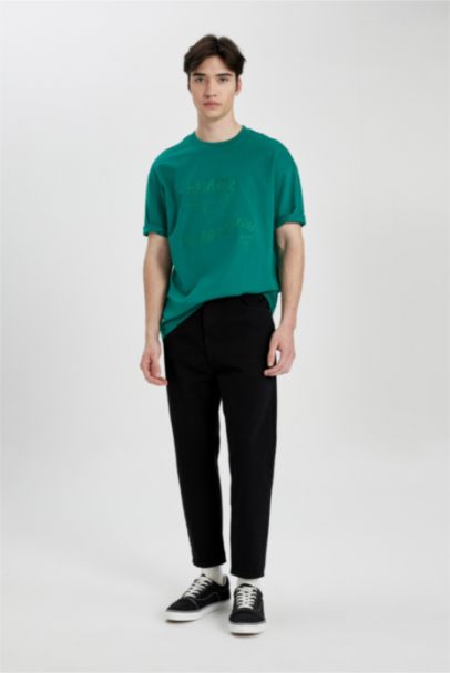 تيشيرت قصة مريحة بياخة مستديرة