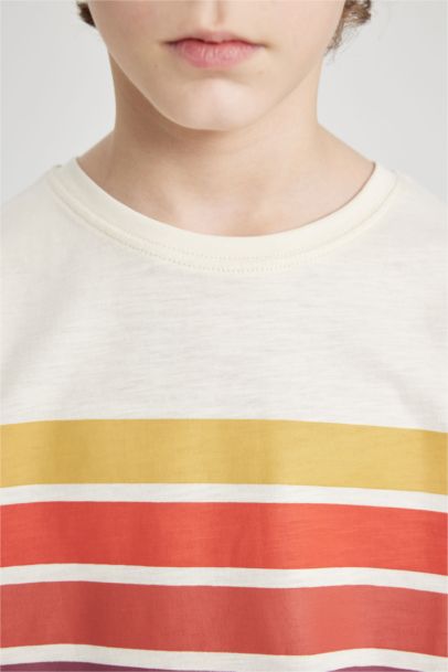 Boy Oversize Fit Crew Neck Striped T-Shirt