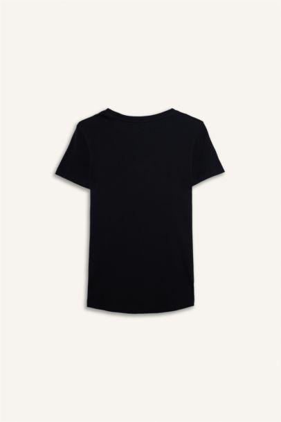 Базовая футболка Regular Fit в рубчик с V-образным вырезом и коротким рукавом