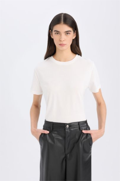 Regular Fit Crew Neck Basic Casual Cotton T-Shirt