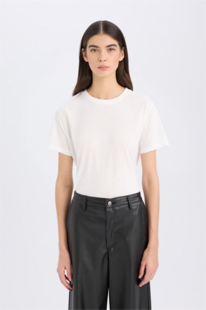 Regular Fit Crew Neck Basic Casual Cotton T-Shirt