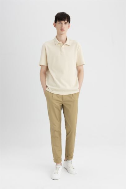 Tapered Fit Double Hem Twill Trousers