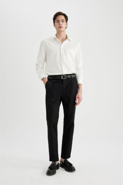 Tapered Fit Double Hem Twill Trousers