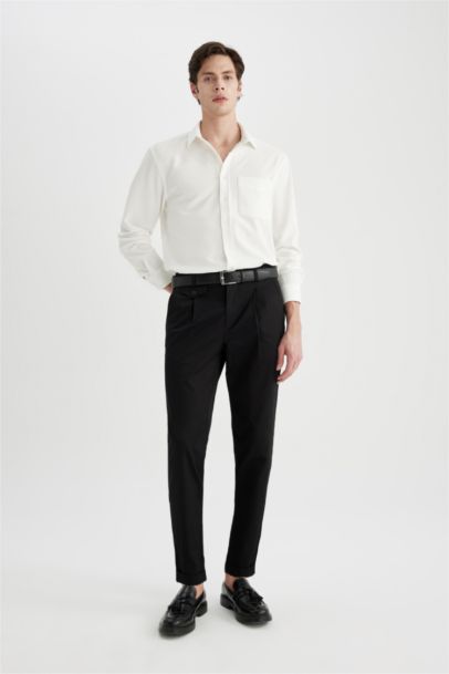 Tapered Fit Double Hem Twill Trousers